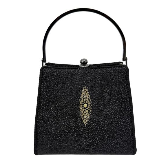 Moo Roo Charleston Black Stone Inlay Evening Hand Bag Mary Norton Signed 2003 - Picture 1 of 12